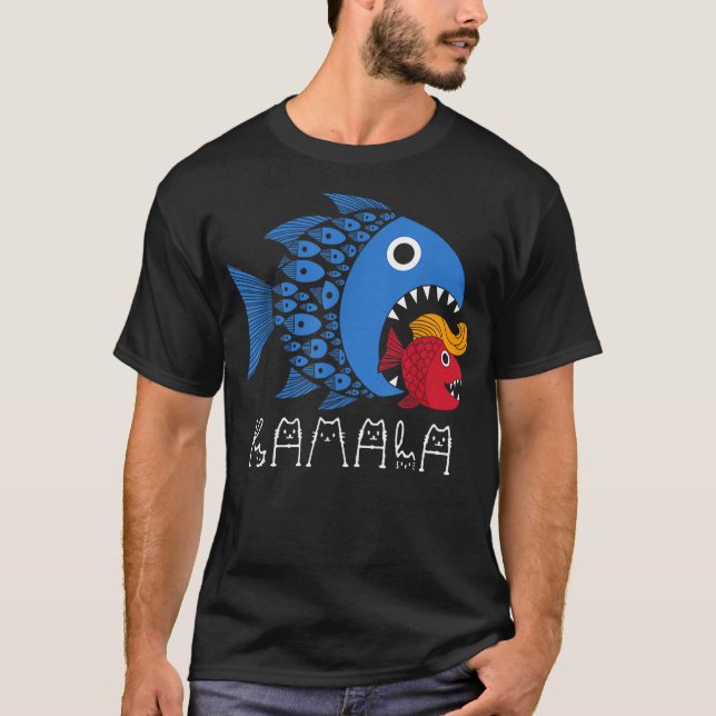 Camiseta Kamala Over Trump Blue Wave Big Fish Eats Small Fi (Anverso)