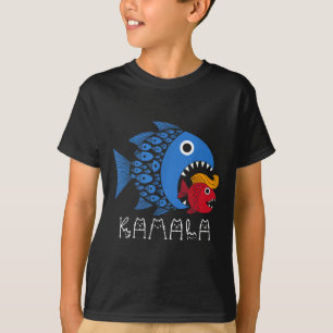 Camiseta Kamala por Trump Ola Azul Gran Pescado Coma Pequeñ