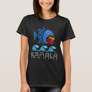 Camiseta Kamala por Trump Ola Azul Gran Pescado Coma Pequeñ