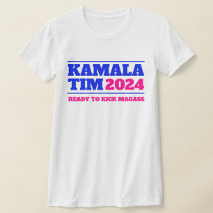 Camiseta Kamala Tim 2024 rosa y azul