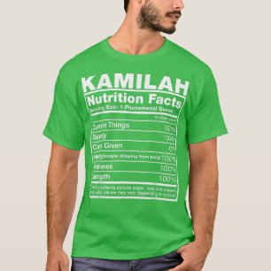 Camiseta Kamilah Nutrition Hechos Kamilah Nombre Cumpleaños