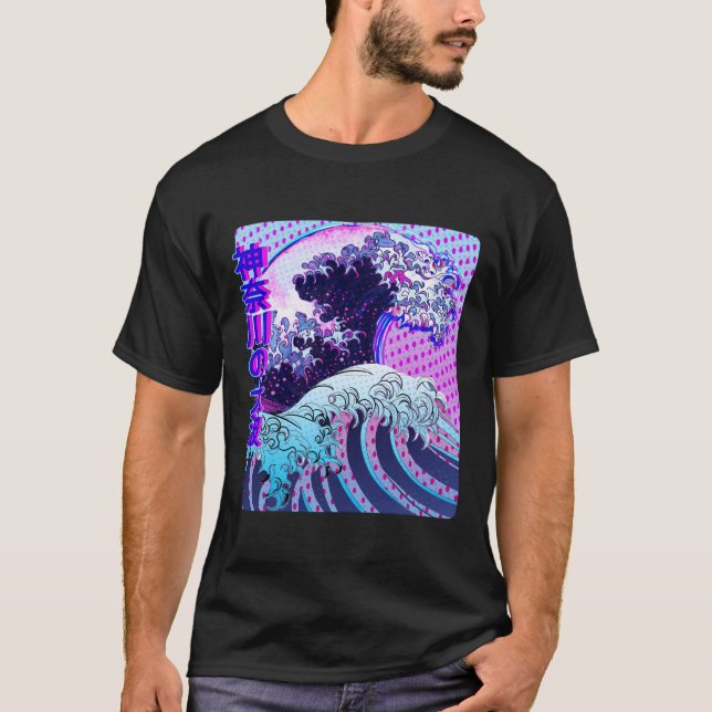 Camiseta Kanagawa Wave Glitch Aesthetic Kanj (Anverso)