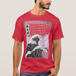 Camiseta Kanagawa Wave Japan Digital Grid Landscape Retro V
