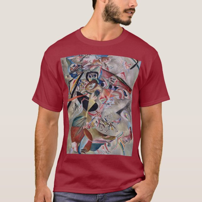 Camiseta Kandinsky En Maroon De Arte Abstracto Gris (Anverso)