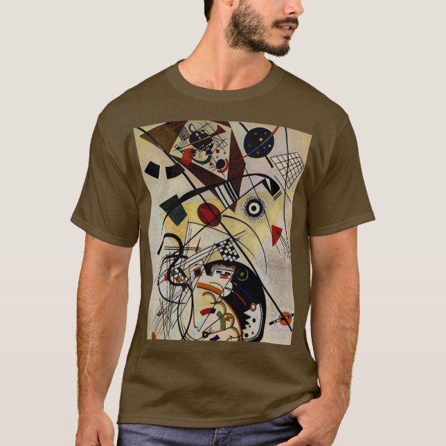 Camiseta Kandinsky Transversal Línea Ininterrumpida Marrón (Anverso)