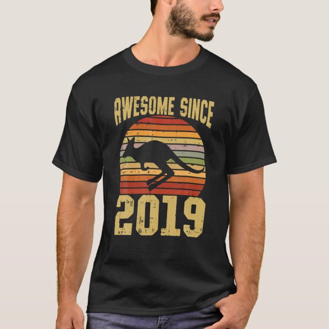 Camiseta Kangaroo Asombroso Desde 2019 Tercer Cumpleaños 3  (Anverso)