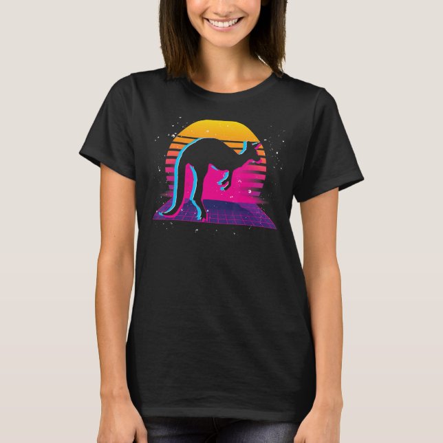 Camiseta Kangaroo de vaporwave retro (Anverso)
