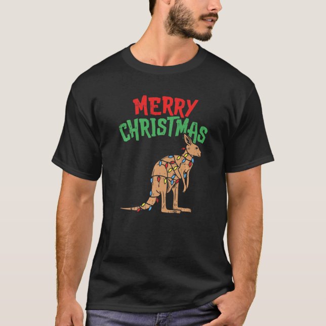 Camiseta Kangaroo Ilustra Australia Feliz Navidad Pj Match (Anverso)