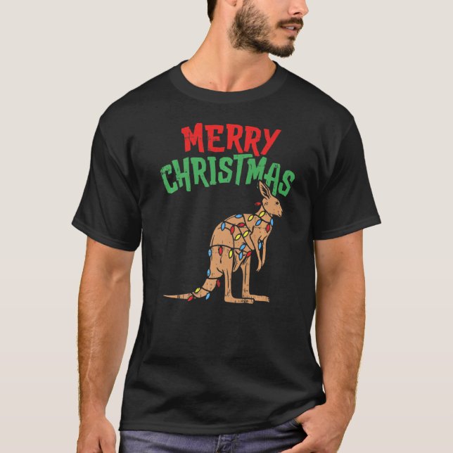 Camiseta Kangaroo Ilustra Australia Feliz Navidad Pj Match (Anverso)