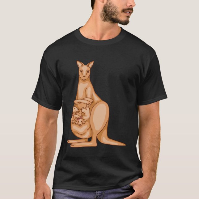 Camiseta kangaroo mother with family for men women children (Anverso)