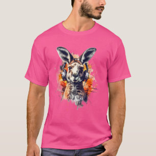 Camiseta Kangaroo Motif Animal Lover Forest Art Headphone N