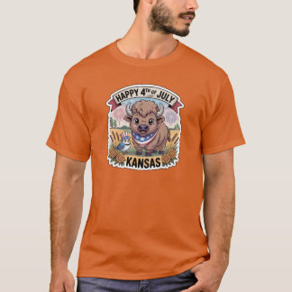 Camiseta Kansas 4 de julio Western Meadowlark Sunflower St