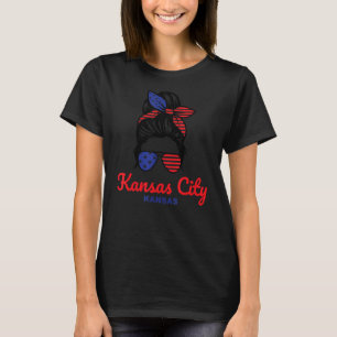 Camiseta Kansas City Kansas Retro Messy Bun