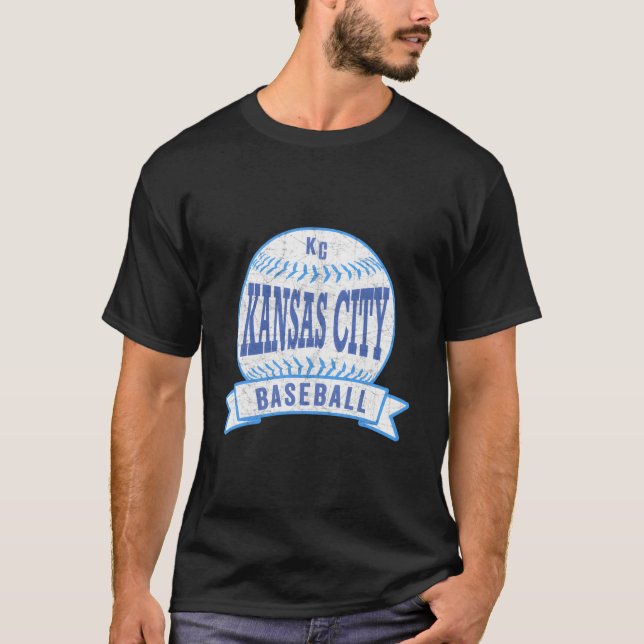 Camiseta Kansas City Kc Baseball Kc Blue Throwback (Anverso)