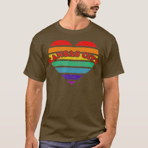 Camiseta Kansas City Retro Rainbow Heart 80s Whimsy LGBTQ P