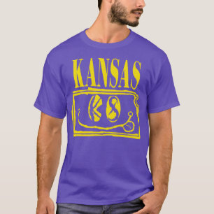 Camiseta Kansas Grunge Sonriente Cara Fondo Negro