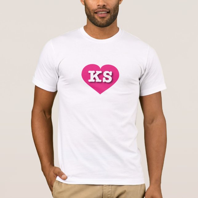 Camiseta Kansas Hot Pink Heart - Amo a KS (Anverso)
