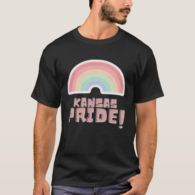 Camiseta Kansas Pride LGBTQ Cute Rainbow Minimalist Pride (Anverso)