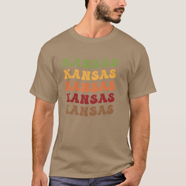 Camiseta Kansas Retro Vintage Wavy Text (Anverso)
