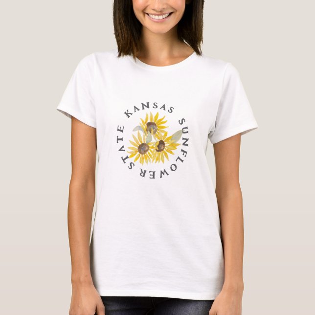 Camiseta KANSAS SUNFLOWER STATE Watercolor (Anverso)