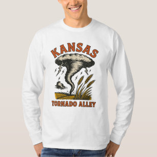 Camiseta Kansas Tornado Alley Tormenta de cosecha y trigo