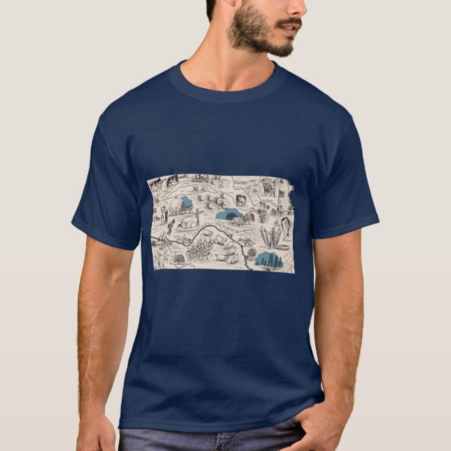 Camiseta Kansas Vintage Picture Map (Anverso)