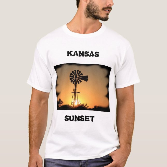 Camiseta Kansas Windmill Sunset T-Shirt (Anverso)