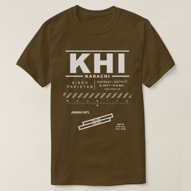 Camiseta Karachi Jinnah International Airport KHI Tee Shirt (Diseño del anverso)