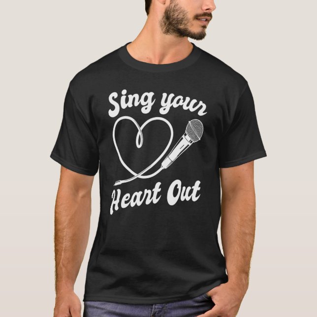 Camiseta Karaoke, cantante y cantante que canta tu corazón (Anverso)
