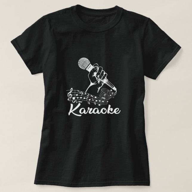 Camiseta Karaoke Mic Music Notes Microphone Singing Gift (Diseño del anverso)