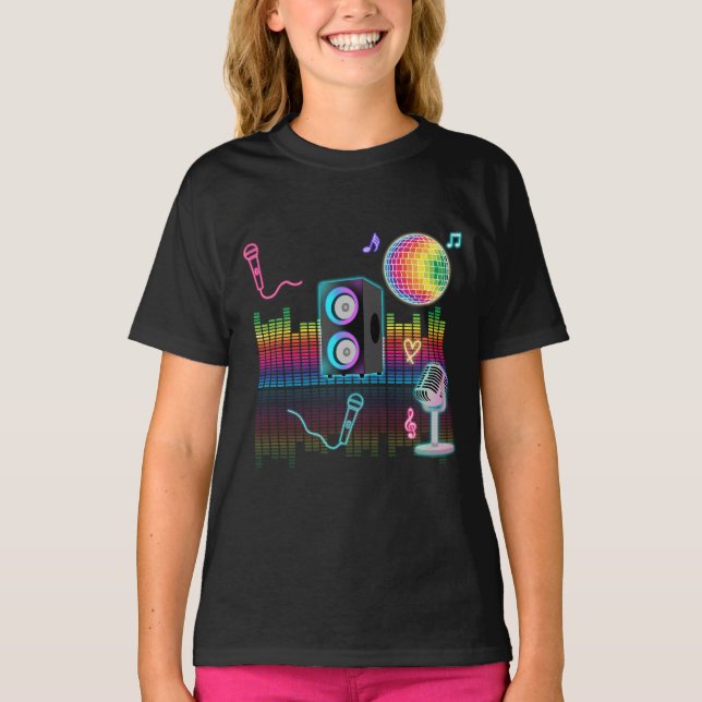 Camiseta Karaoke Neon Singing Music Party (Anverso)
