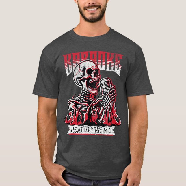 Camiseta Karaoke Punk Rock Heat Up The Mic Skeleton (Anverso)