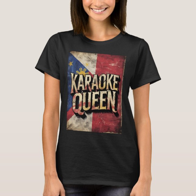Camiseta Karaoke Queen Tee Vintage Filipino Flag (Anverso)
