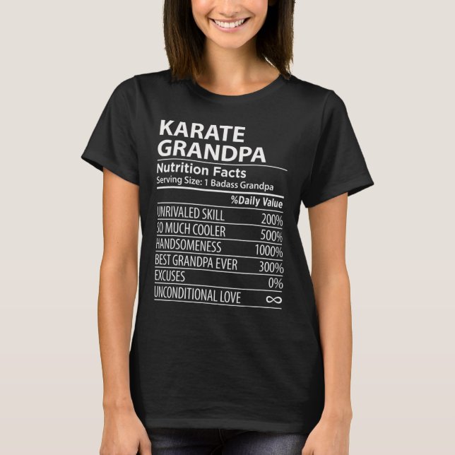 Camiseta Karate Abuelo Nutrición Hechos Graciosos Abuelo de (Anverso)