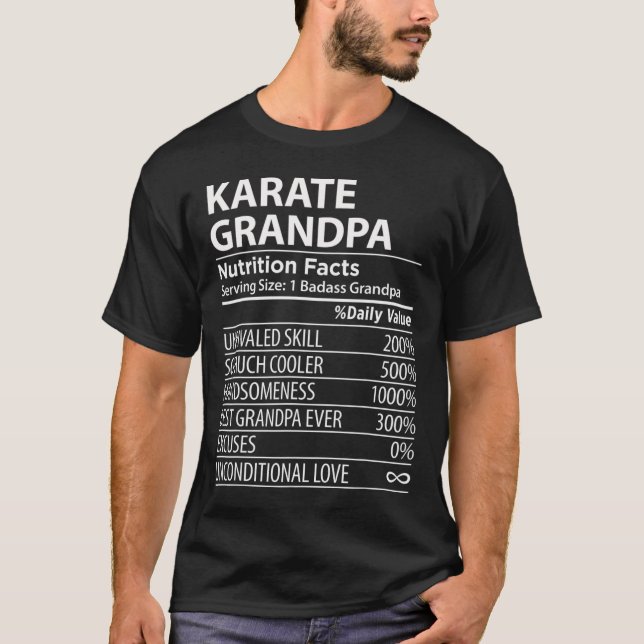 Camiseta Karate Abuelo Nutrición Hechos Graciosos Abuelo de (Anverso)