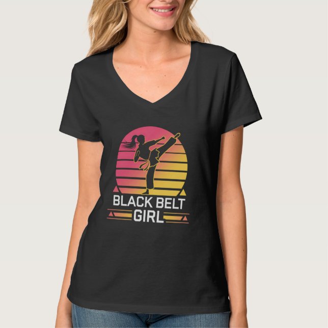 Camiseta Karate Black Belt Girl Martial Arts Sunset Trainin (Anverso)