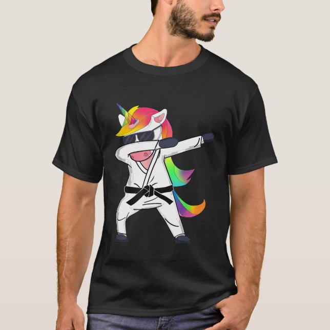 Camiseta Karate - Dabbing Unicorn Karate Jiu Jitsu Taekwon (Anverso)