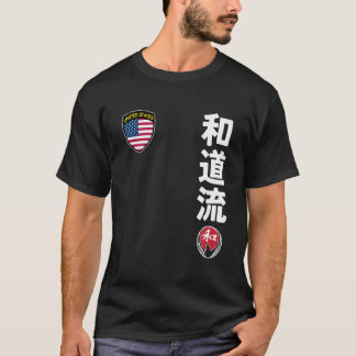 Camiseta Karate de Equipo Clásico Wado Ryu USA Bandera Kanj