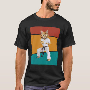 Camiseta Karate de gato marcial realista vintage