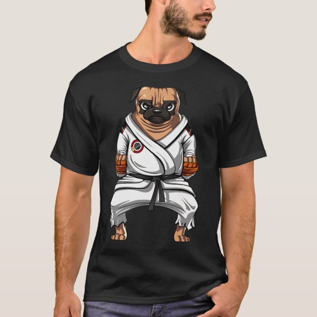 Camiseta Karate de perro pug (Anverso)