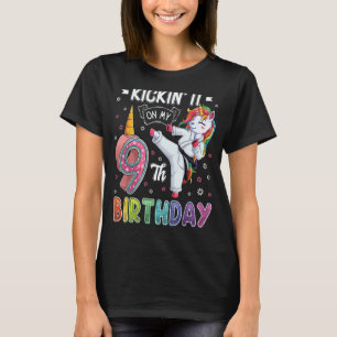 Camiseta Karate de Unicornio Cumpleaños 9 Noveno 9 Años Tae