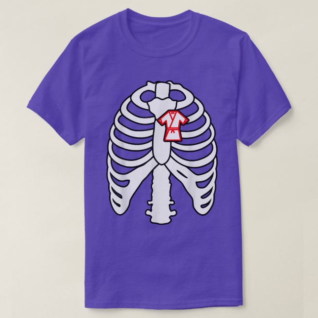 Camiseta Karate Fighter Funny Skeleton Rib Cage I Love Kara (Diseño del anverso)