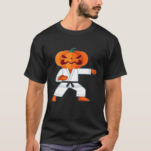 Camiseta Karate - Halloween Karate Fighter cabeza de calaba (Anverso)