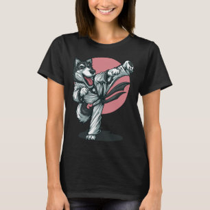 Camiseta Karate Husky Alaskan Dog Pose Hombres Muchacha Chi
