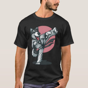 Camiseta Karate Husky Alaskan Dog Pose Hombres Mujeres Boy