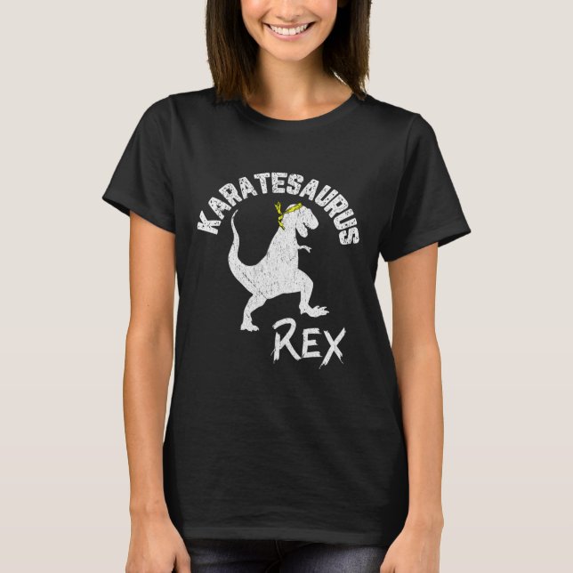 Camiseta Karate Karatesaurus Rex Dinosaur Funny Arte Marcia (Anverso)