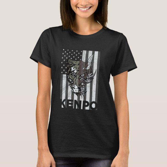 Camiseta Karate Kenpo Clásico Artes Marciales Bandera Ameri (Anverso)