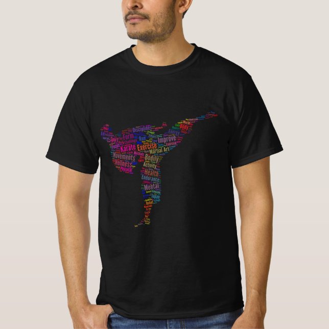 Camiseta Karaté Martial Art Silhouette Forme Texte Nuage (Anverso)