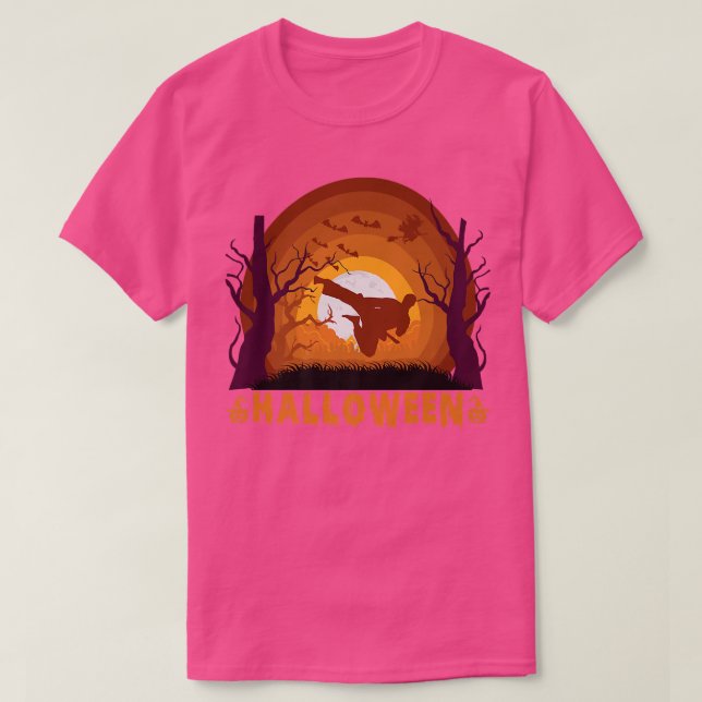 Camiseta Karate Martial Arts Y Moon Silhouette Funny Hall (Diseño del anverso)