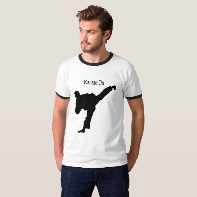Camiseta Karate Silhouette Black White Modern Trendy Sporty (Anverso completo)